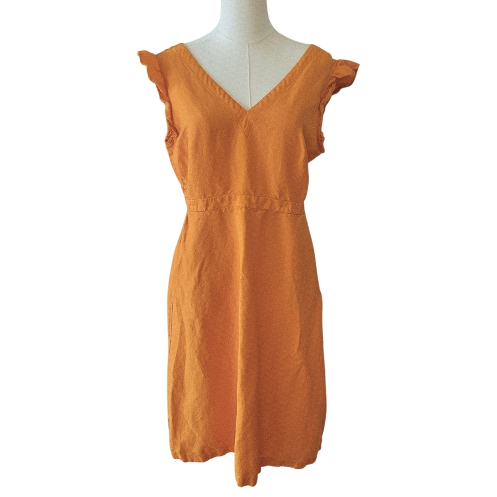 LOFT Marigold Sleeveless Linen Blend Cut-out Back Dress Size‎ 10